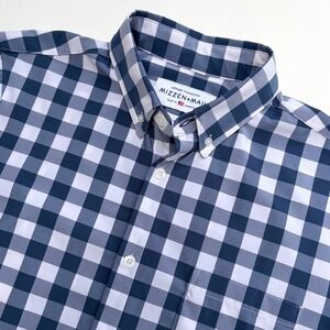 Mizzen+Main Leeward Collection Shirt Mens Large Trim Fit Short Sleeve Navy USA